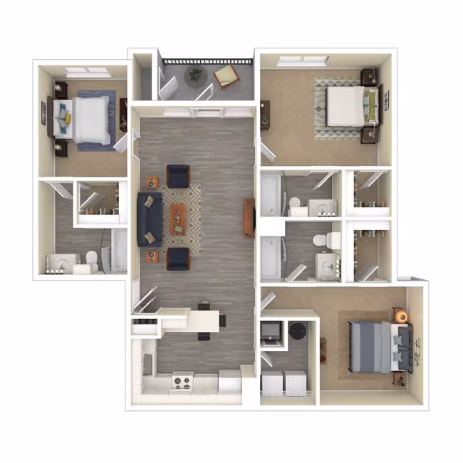 Three Bedroom 0637 floor plan